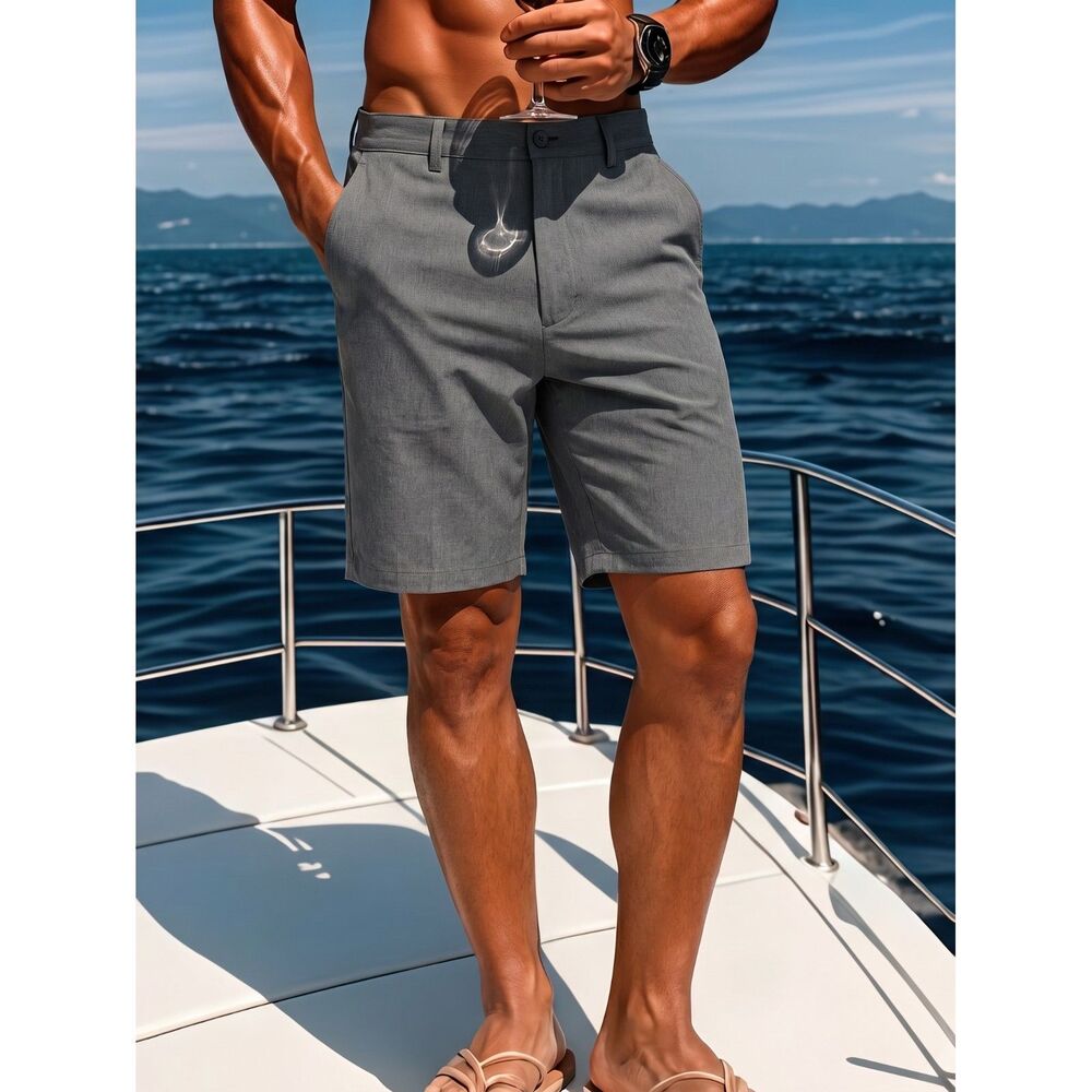 NEW Burnside Mens Walking Shorts Stretch Charcoal Gray 4 Pockets 11” Inseam 40
